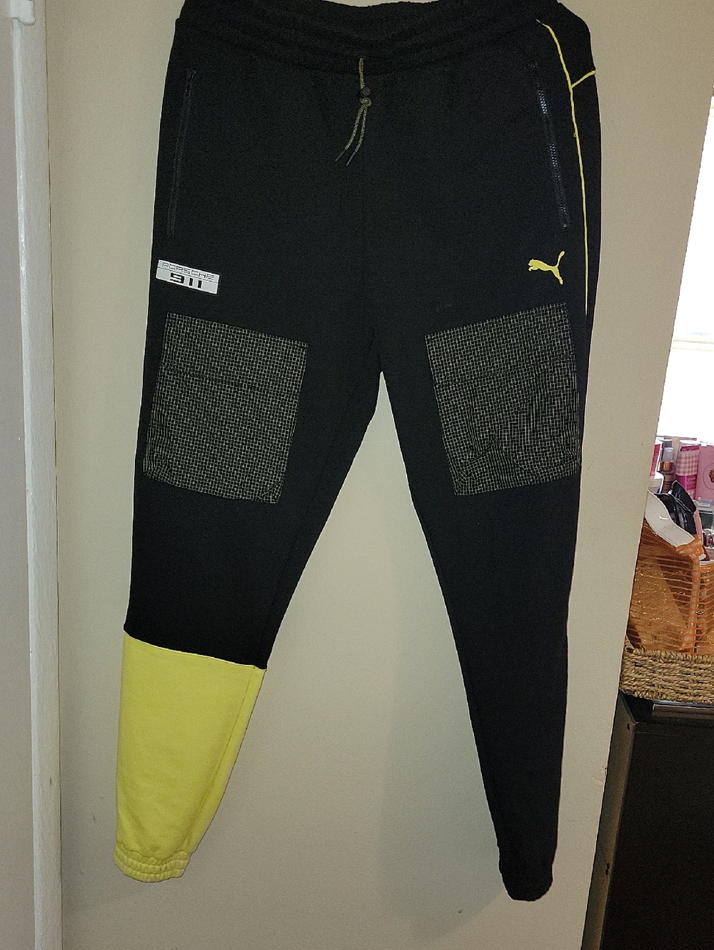 Puma Black and Yellow Panel Men's Joggers